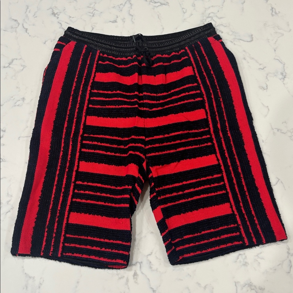 Alexander Wang Red and Black Striped Knit Shorts NWT
